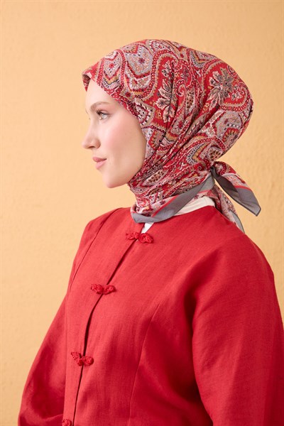 Velora Eşarp Vintage Paisley Kırmızı