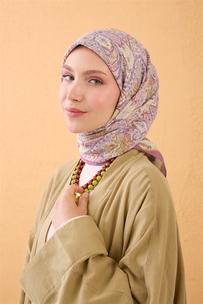 Velora Eşarp Vintage Paisley Koyu Pudra