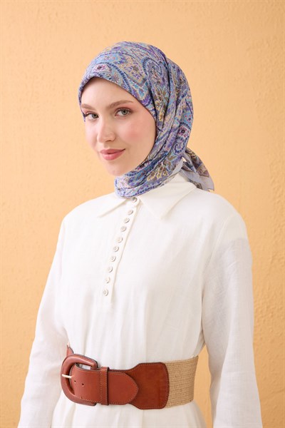 Velora Eşarp Vintage Paisley Mavi Gri