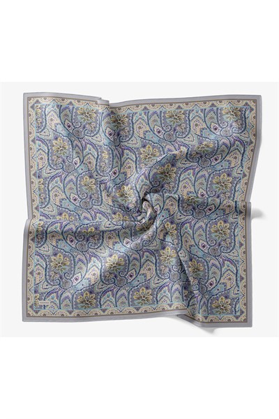 Velora Eşarp Vintage Paisley Mavi Gri