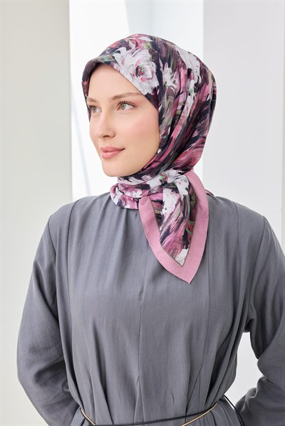 Velora Eşarp Watercolor Flower Gül Kurusu