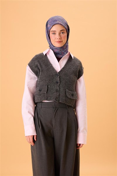 Viskon Karışımlı Velora Eşarp Koyu Mor-Kiremit Desenli Dökümlü Yumuşak Dokulu
                90X90