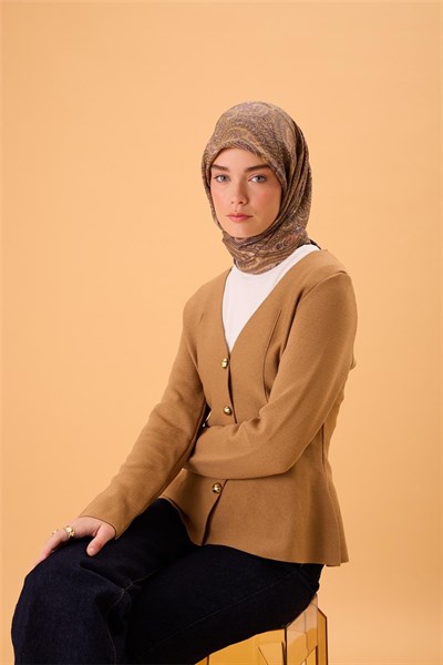 Viskon Karışımlı Velora Eşarp Metalik Gri-Gold Bebe Mavi Pembe Desenli Tok
                Duruşlu 90X90