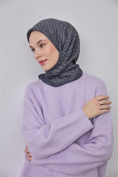 Viskon Velora Eşarp Antrasit Gri Dokulu Dört Mevsim 90x90