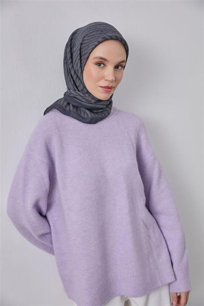 Viskon Velora Eşarp Antrasit Gri Dokulu Dört Mevsim 90x90