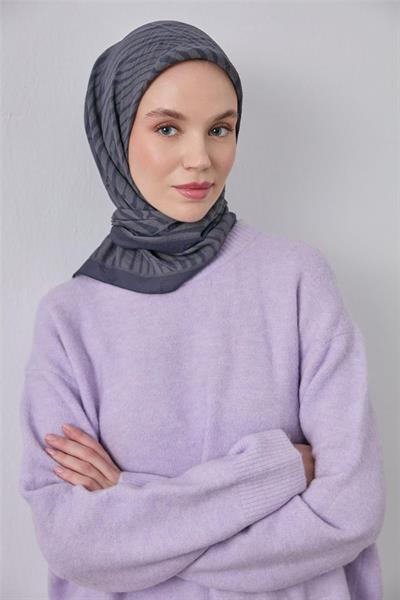 Viskon Velora Eşarp Antrasit Gri Dokulu Dört Mevsim 90x90