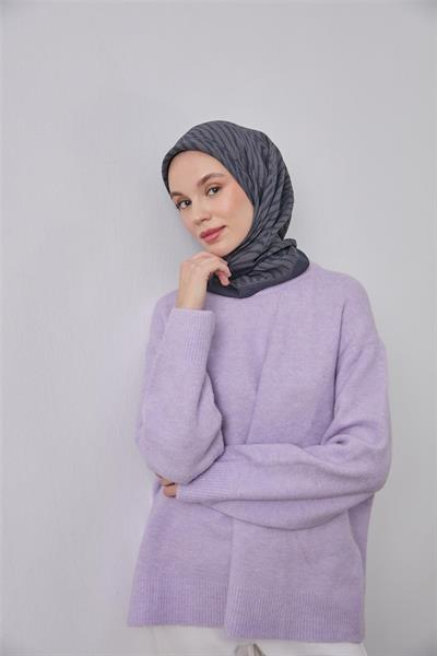 Viskon Velora Eşarp Antrasit Gri Dokulu Dört Mevsim 90x90