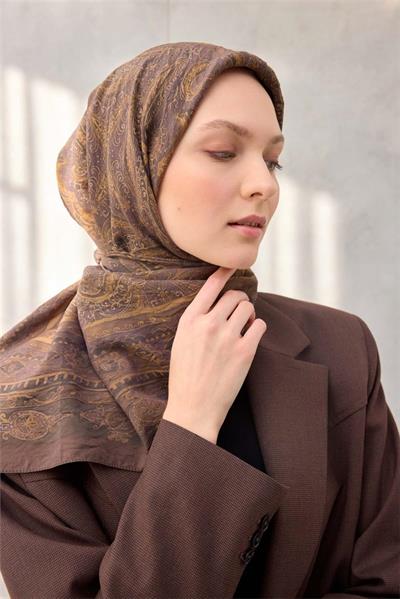 Viskon Velora Eşarp Dört Mevsim Coffee 90x90