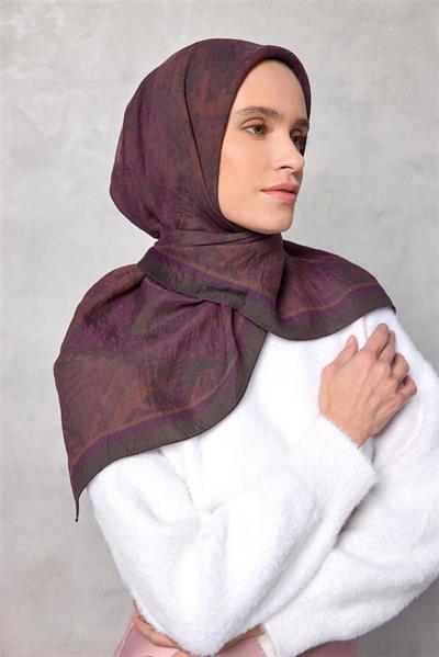 Viskon Velora Eşarp Dört Mevsim Karma Desen Antrasit 90x90