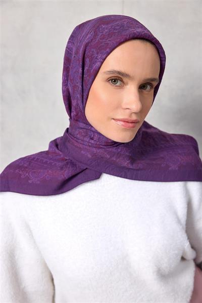 Viskon Velora Eşarp Dört Mevsim Mor 90x90