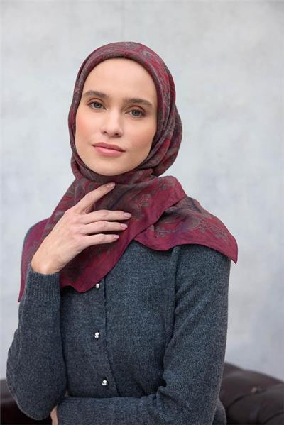 Viskon Velora Eşarp Dört Mevsim Vişne 90x90