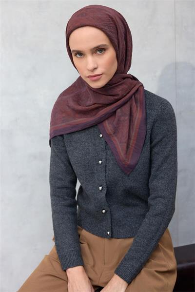 Viskon Velora Eşarp Dört Mevsim Karma Desen Kiremit 90x90