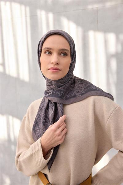 Viskon Velora Eşarp Dört Mevsim Koyu Antrasit 90x90