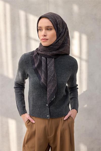 Viskon Velora Eşarp Dört Mevsim Acı Kahve 90x90