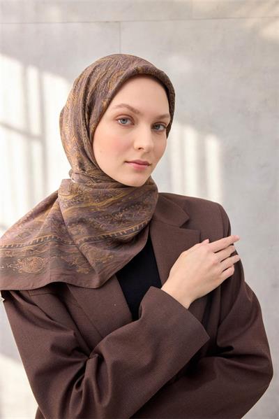 Viskon Velora Eşarp Dört Mevsim Coffee 90x90