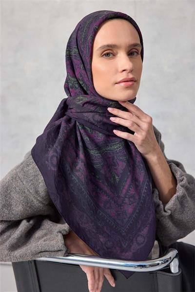 Viskon Velora Eşarp Dört Mevsim Lavanta 90x90