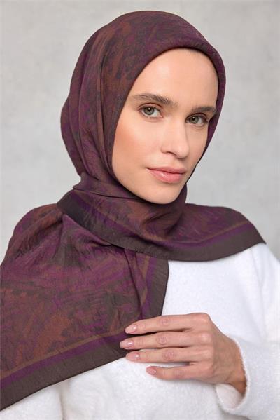 Viskon Velora Eşarp Dört Mevsim Karma Desen Antrasit 90x90