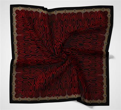 Viskon Velora Eşarp Dört Mevsim Zincir Desen Siyah 90x90