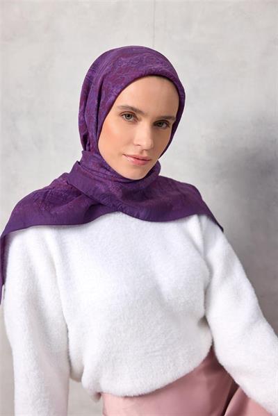 Viskon Velora Eşarp Dört Mevsim Mor 90x90