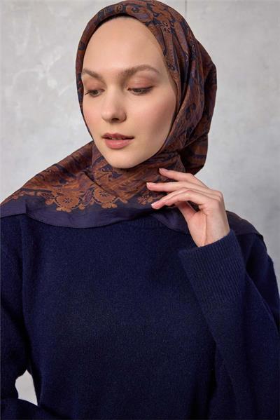 Viskon Velora Eşarp Dört Mevsim Koyu Lacivert 90x90