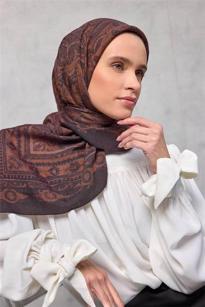 Viskon Velora Eşarp Dört Mevsim Siyah Mürdüm 90x90