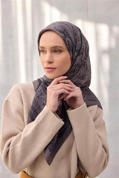 Viskon Velora Eşarp Dört Mevsim Koyu Antrasit 90x90