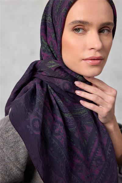 Viskon Velora Eşarp Dört Mevsim Lavanta 90x90