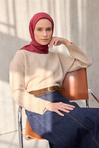 Viskon Velora Eşarp Dört Mevsim Canlı Kırmızı 90x90