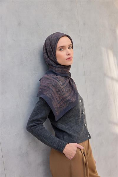 Viskon Velora Eşarp Dört Mevsim Gece Mavisi 90x90