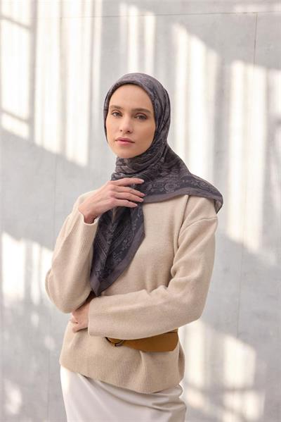 Viskon Velora Eşarp Dört Mevsim Koyu Antrasit 90x90