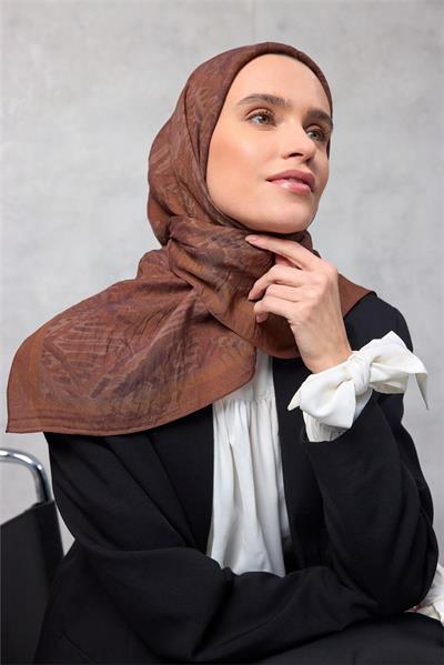 Viskon Velora Eşarp Dört Mevsim Karma Desen Tarçın 90x90