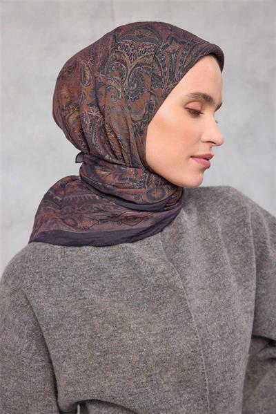 Viskon Velora Eşarp Dört Mevsim Karamel 90x90