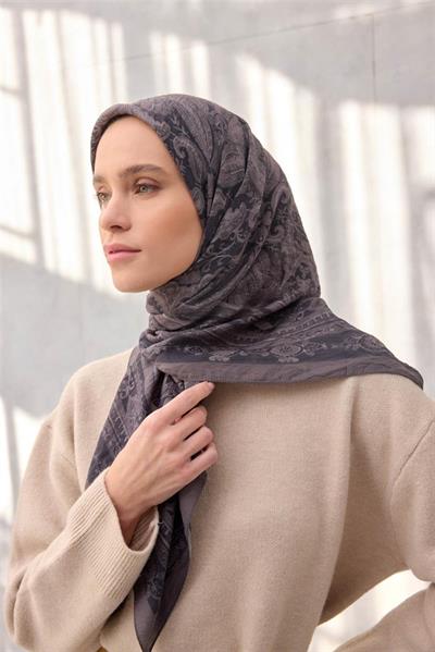 Viskon Velora Eşarp Dört Mevsim Koyu Antrasit 90x90