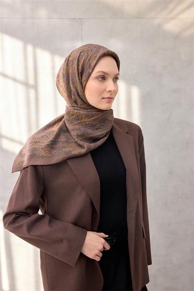 Viskon Velora Eşarp Dört Mevsim Coffee 90x90