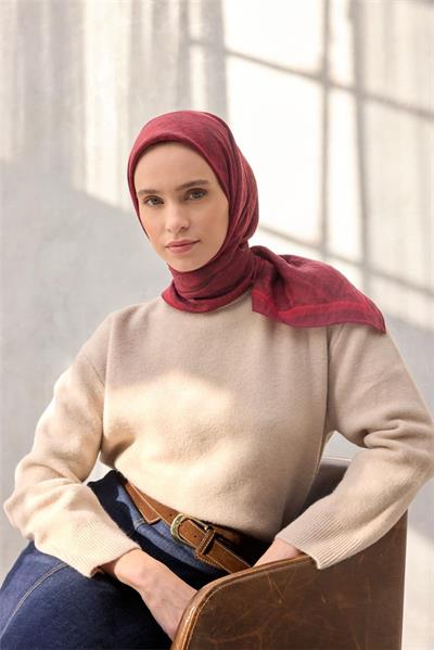 Viskon Velora Eşarp Dört Mevsim Karma Desen Vişne Çürüğü 90x90