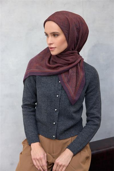 Viskon Velora Eşarp Dört Mevsim Karma Desen Kiremit 90x90