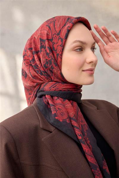 Viskon Velora Eşarp Dört Mevsim Bayrak Kırmızısı 90x90