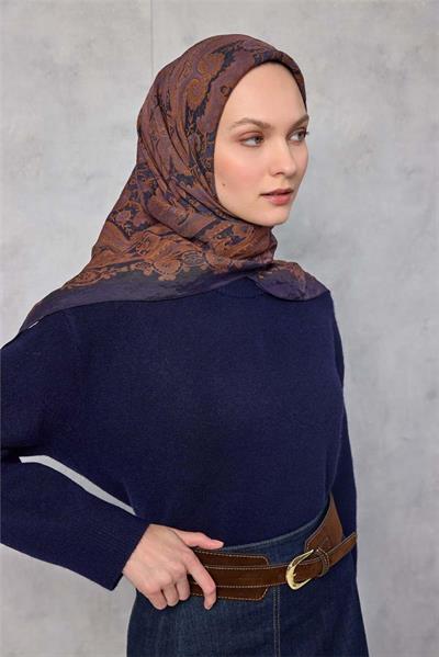 Viskon Velora Eşarp Dört Mevsim Koyu Lacivert 90x90