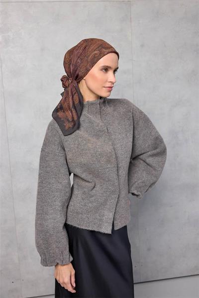 Viskon Velora Eşarp Dört Mevsim Siyah 90x90