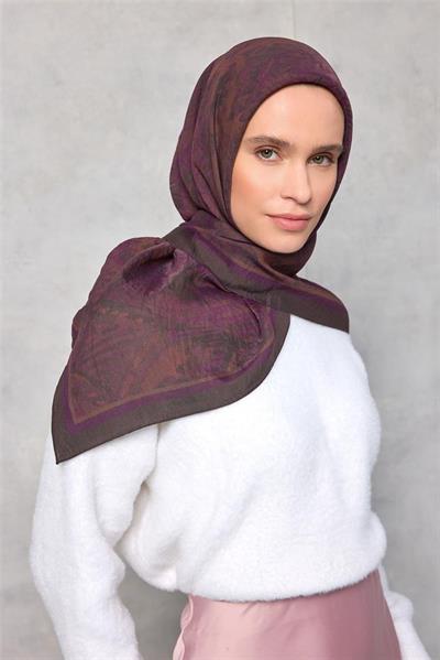 Viskon Velora Eşarp Dört Mevsim Karma Desen Antrasit 90x90