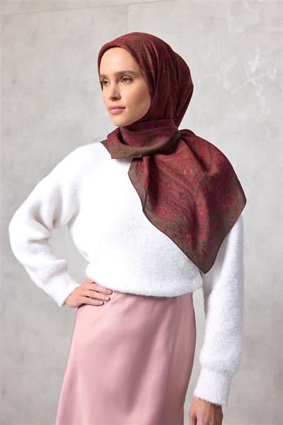 Viskon Velora Eşarp Dört Mevsim Tarçın 90x90