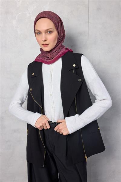 Viskon Velora Eşarp Yonca Desenli Magenta Tok Duruşlu Dört Mevsim 90x90