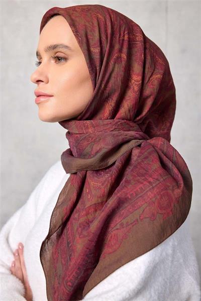 Viskon Velora Eşarp Dört Mevsim Tarçın 90x90