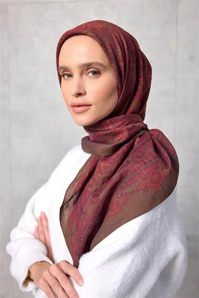 Viskon Velora Eşarp Dört Mevsim Tarçın 90x90