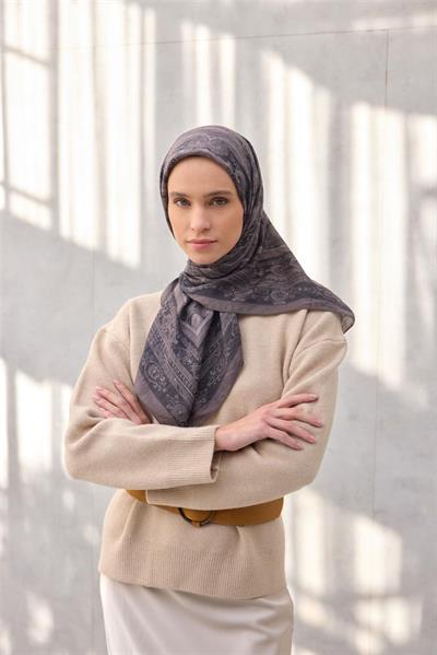 Viskon Velora Eşarp Dört Mevsim Koyu Antrasit 90x90