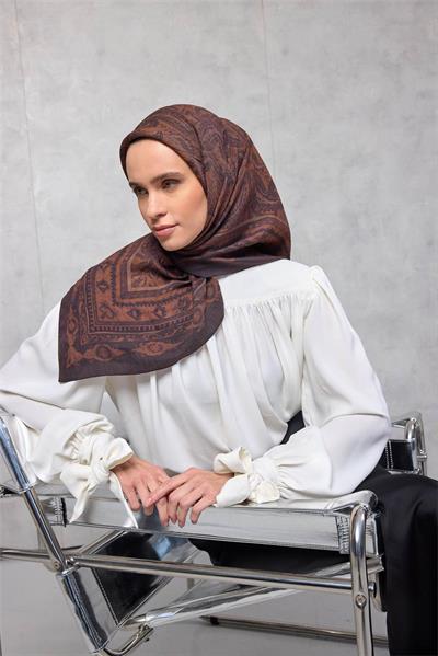 Viskon Velora Eşarp Dört Mevsim Siyah Mürdüm 90x90