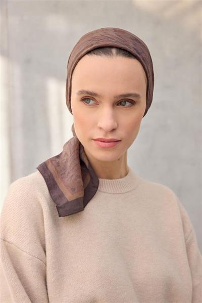 Viskon Velora Eşarp Dört Mevsim Karma Desen Sütlü Kahve 90x90