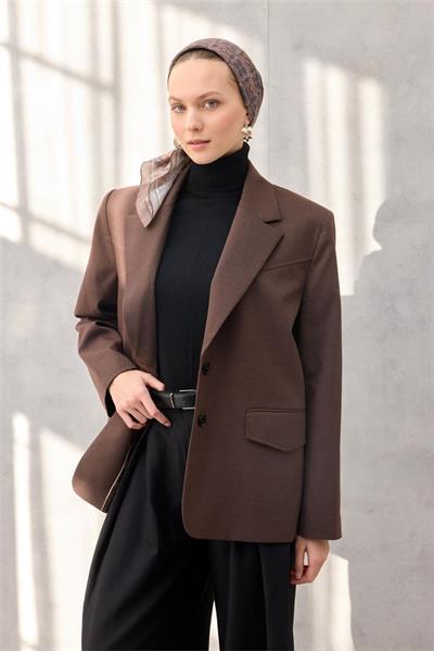 Viskon Velora Eşarp Yonca Desenli Gri Vizon Tonlu Tok Duruşlu 90x90