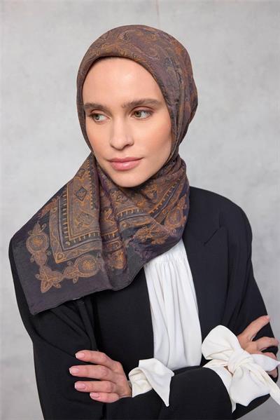Viskon Velora Eşarp Dört Mevsim Koyu Siyah 90x90