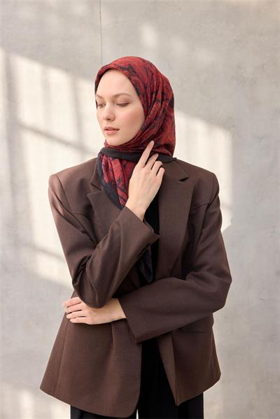 Viskon Velora Eşarp Dört Mevsim Bayrak Kırmızısı 90x90